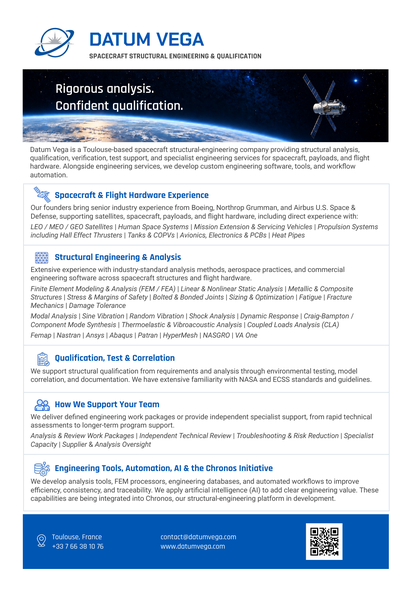 Preview of the Datum Vega one-page capability overview